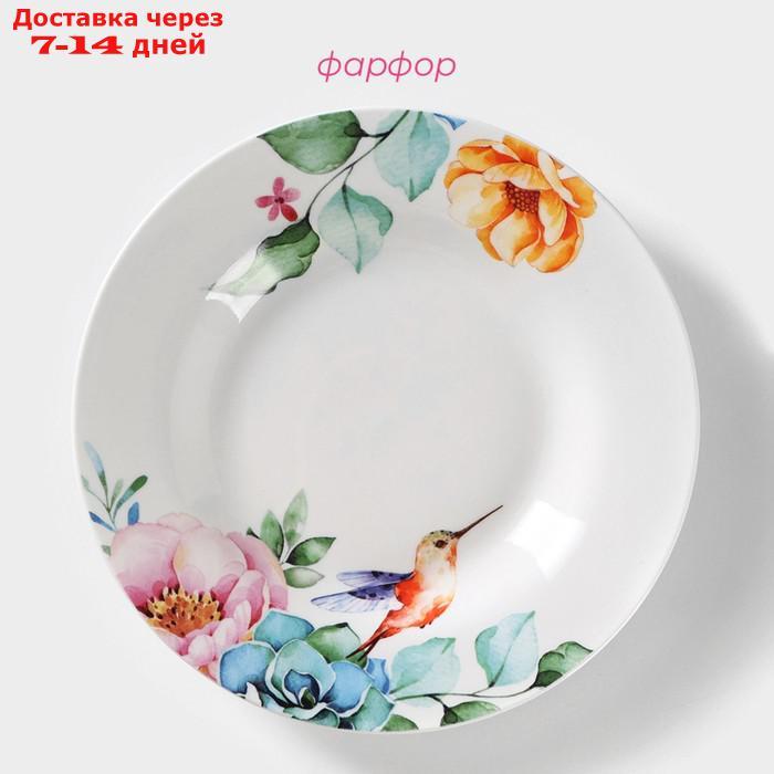 Тарелка суповая Доляна "Пташка", d=20,2 см, цвет белый - фото 2 - id-p224148138