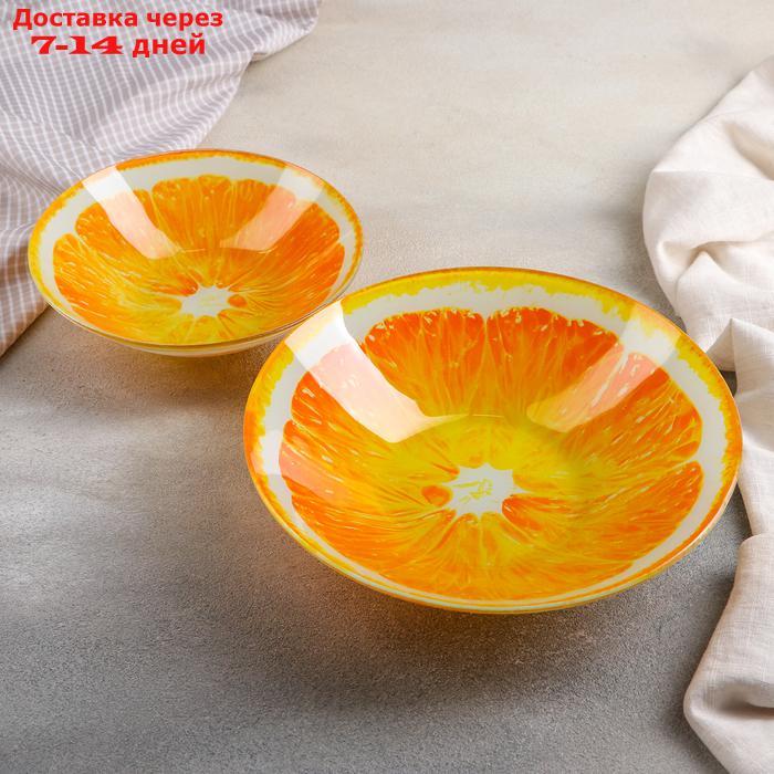 Набор тарелок Доляна "Сочный апельсин", 19 предметов: салатник, 6 десертных тарелок, 6 обеденных тарелок, 6 - фото 2 - id-p224148170