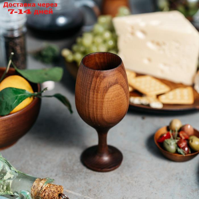 Бокал для вина из натурального кедра Magistro, 16,5×7 см, цвет шоколадный - фото 1 - id-p224148174