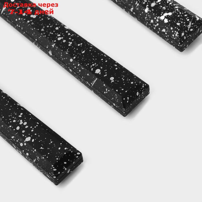 Набор столовых приборов "Мрамор чёрный", 1,2 мм, 24 предмета, на подставке - фото 3 - id-p224148212