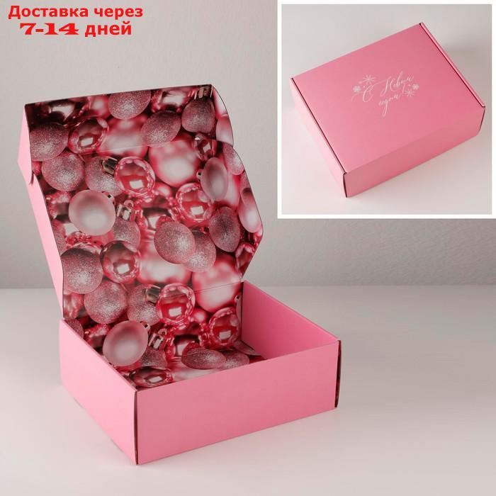 Коробка складная "Розовый новый год", 27 × 21 × 9 см