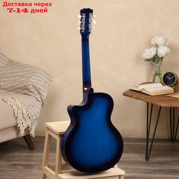 Гитара акустическая, цвет синий, 97см, с вырезом - фото 2 - id-p224150480