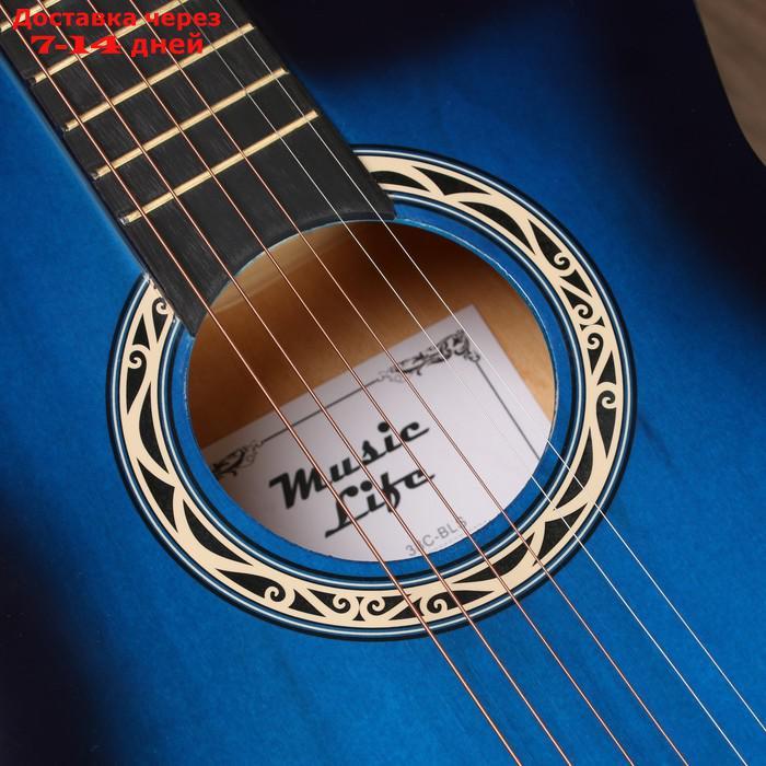 Гитара акустическая, цвет синий, 97см, с вырезом - фото 5 - id-p224150480