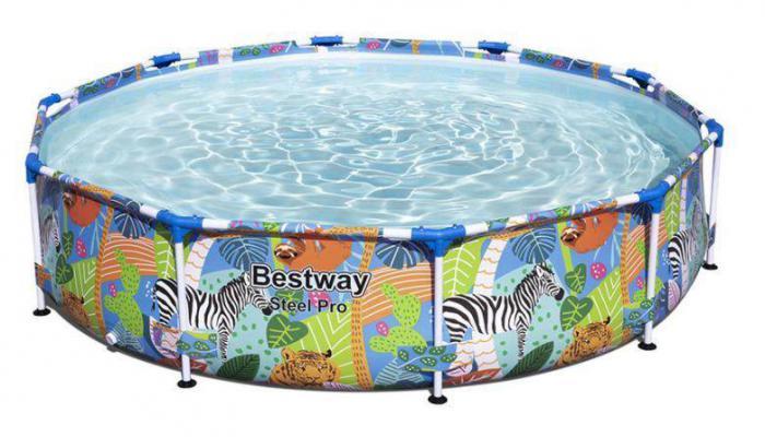 Бассейн каркасный детский на опорах большой круглый складной 3 метра для детей сада дачи Bestway 56985 305x66 - фото 1 - id-p223967068