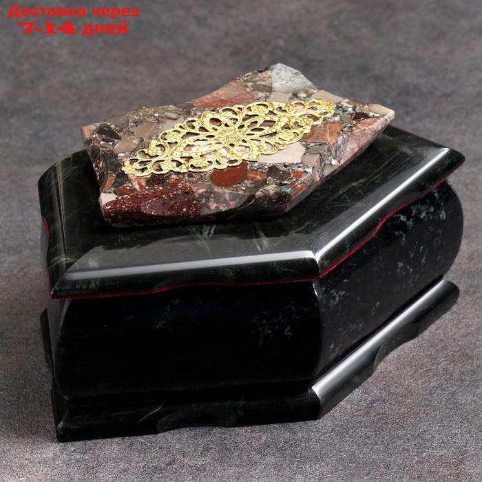 Ларец "Кружевной узор", 16х9х8 см, натуральный камень, змеевик - фото 1 - id-p224150534
