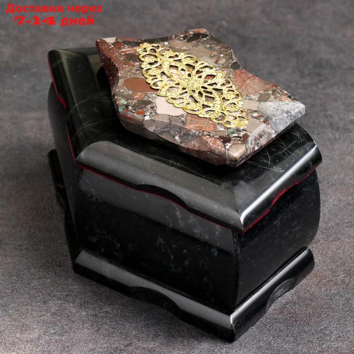 Ларец "Кружевной узор", 16х9х8 см, натуральный камень, змеевик - фото 2 - id-p224150534