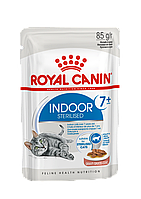 Royal Canin Indoor Sterilised 7+ years, влажный корм (кусочки в соусе) для стареющих кошек, 85г., (Австрия)