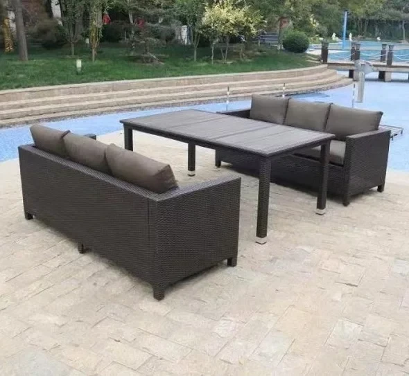 Комплект плетеной мебели T347 S65A-W53 (2 дивана + стол) Brown - фото 1 - id-p224191663
