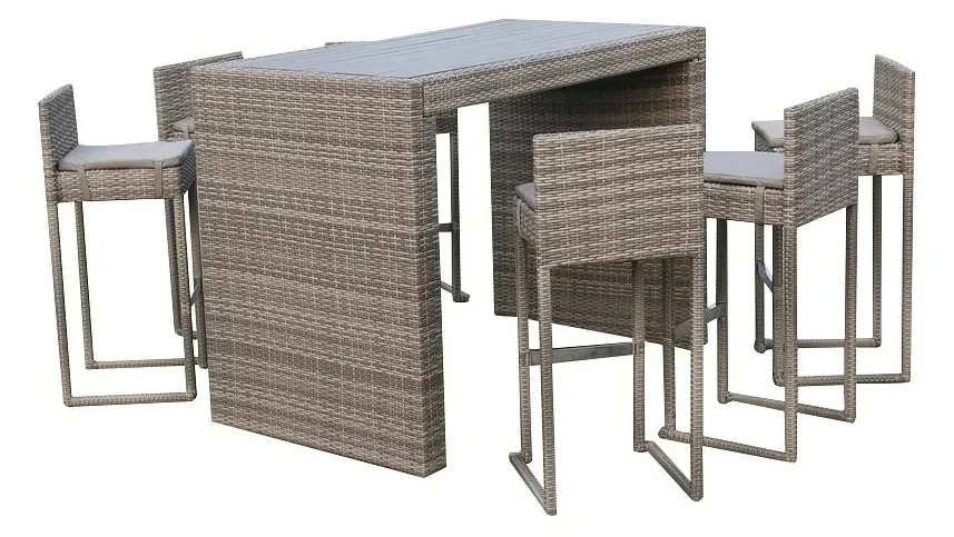 Барный комплект плетеной мебели T390 Y390 6Pcs (стол + 6 кресел) - фото 1 - id-p224191682