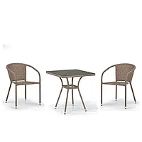 Комплект плетеной мебели T282BNT-Y137 (стол + 2 стула)
