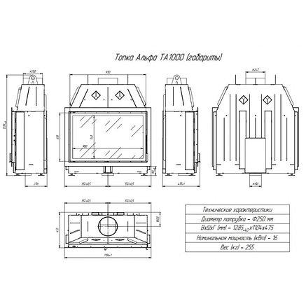 Каминная топка АЛЬФА 1000, фото 2