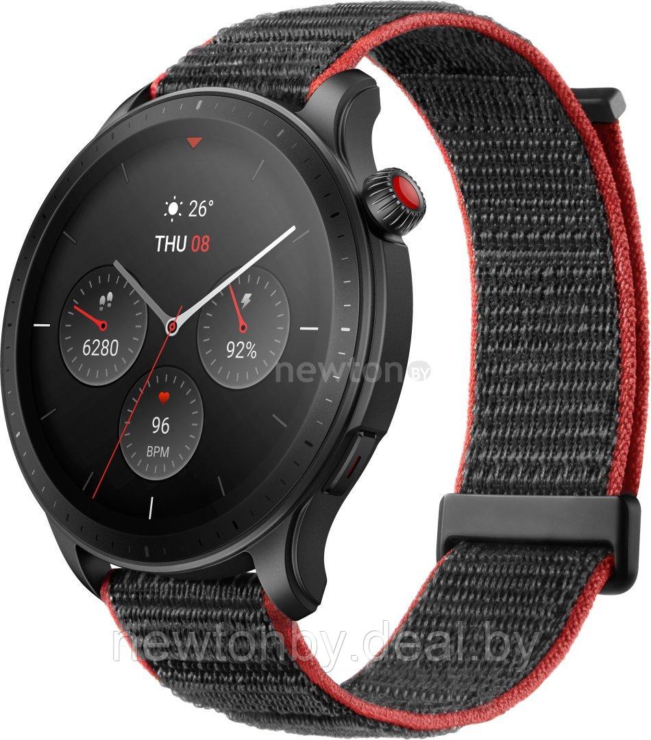 Умные часы Amazfit GTR 4 (серый, с черным нейлоновым ремешком)