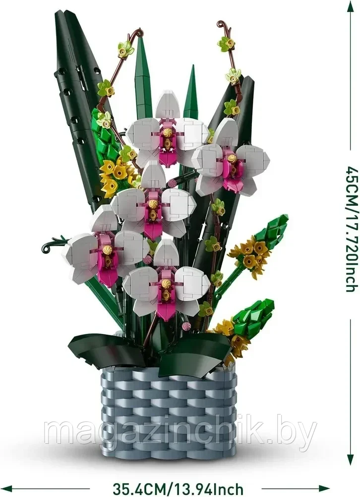 Конструктор Орхидея в горшке 1158 дет., MOULD KING 10025 аналог Лег цветы - фото 4 - id-p224201830
