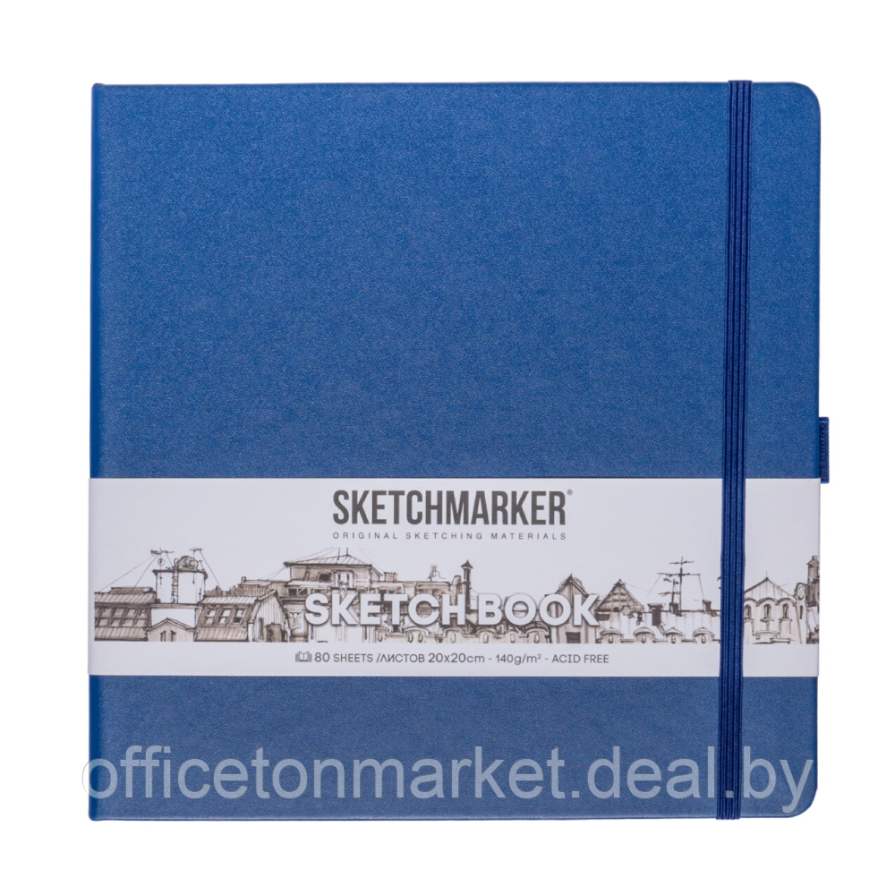 Скетчбук "Sketchmarker", 80 листов, 20x20 см, 140 г/м2, королевский синий - фото 1 - id-p224194170
