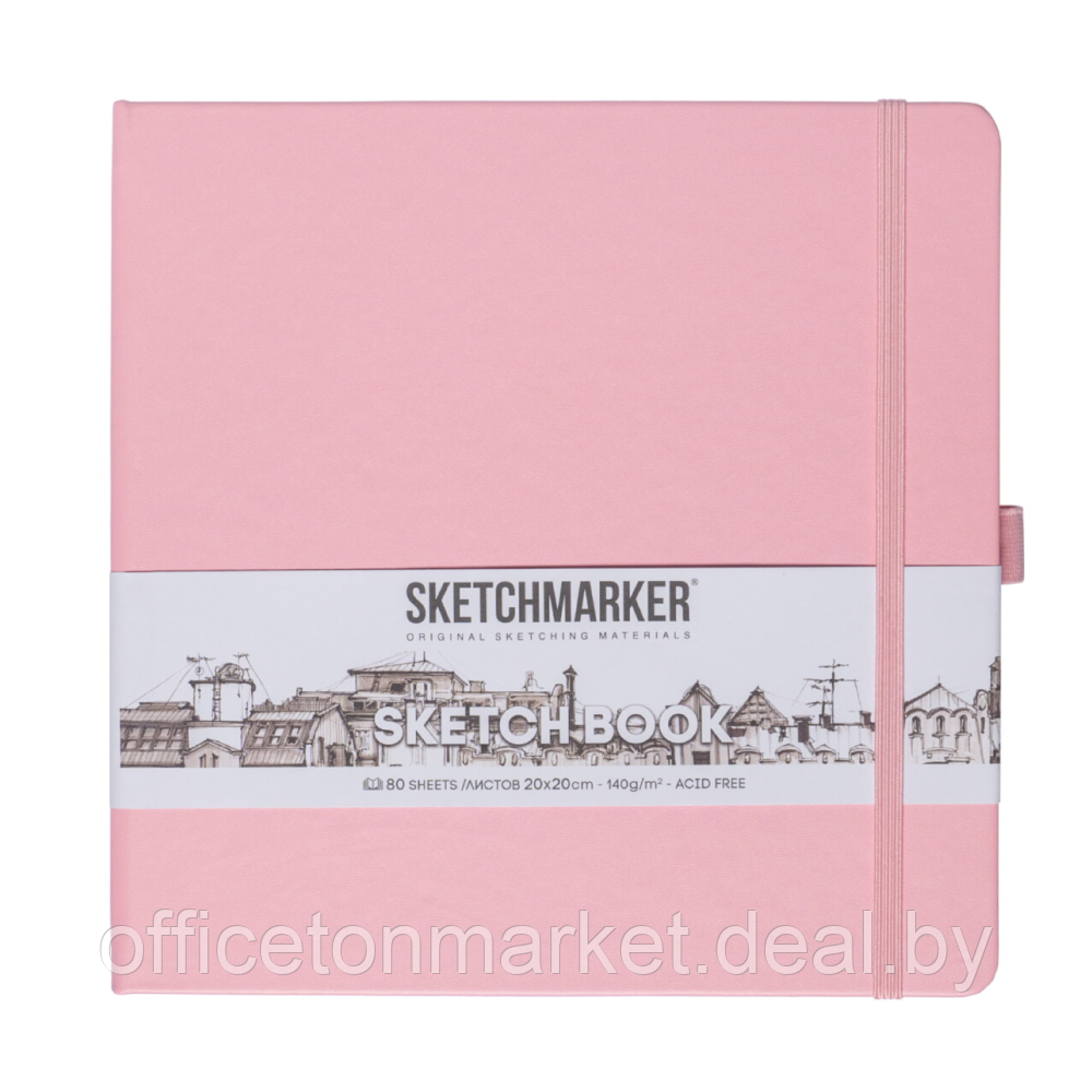 Скетчбук "Sketchmarker", 80 листов, 20x20 см, 140 г/м2, розовый - фото 1 - id-p224194172