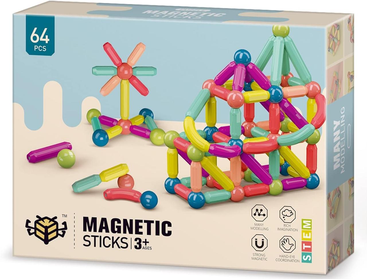 Магнитный конструктор 64 детали Magnetic Sticks - фото 1 - id-p224207407