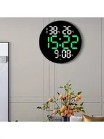 Часы-будильник электронные настенные DS-3813L (зеленые+белые цифры) с пультом, влажность, температура