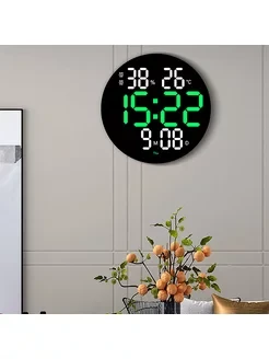 Часы-будильник электронные настенные DS-3813L (зеленые+белые цифры) с пультом, влажность, температура - фото 1 - id-p224207563
