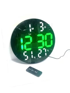 Часы-будильник электронные настенные DS-3813L (зеленые+белые цифры) с пультом, влажность, температура - фото 6 - id-p224207563