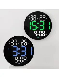 Часы-будильник электронные настенные DS-3813L (зеленые+белые цифры) с пультом, влажность, температура - фото 7 - id-p224207563