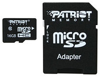 Карта памяти Patriot microSDHC (Class 10) 16 Гб + адаптер (PSF16GMCSDHC10)