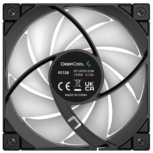 Вентилятор 120х120х25 DeepCool FC120, гидродинамический 4pin, RGB для корпуса (R-FC120-BKAMN1-G-1) - фото 2 - id-p224022088