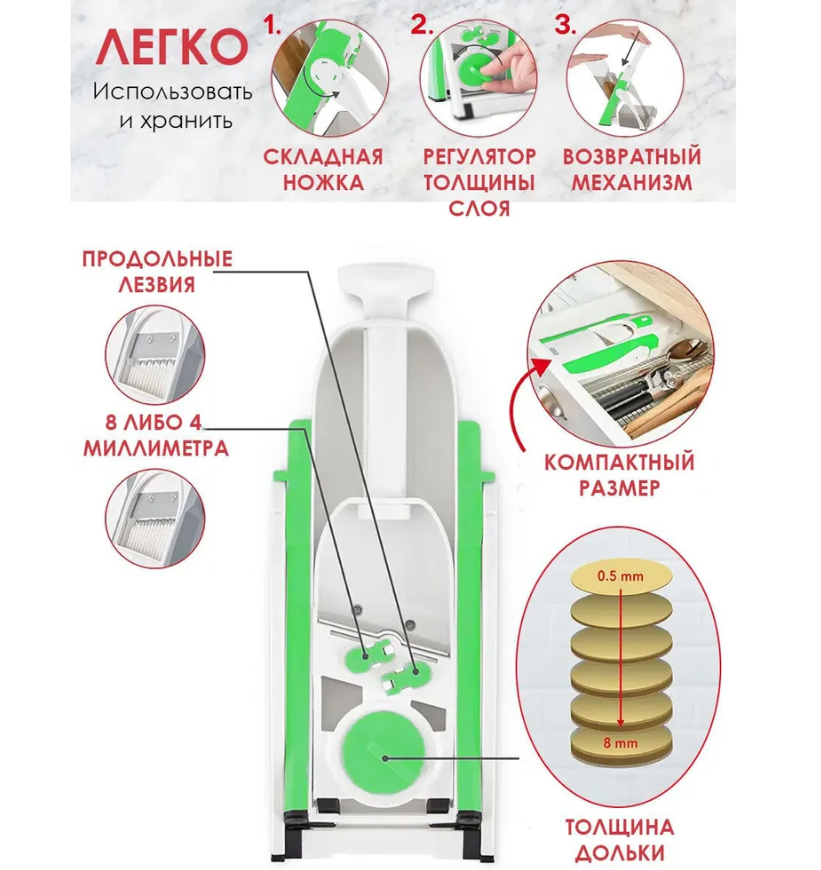 Овощерезка ручная 24в1 Way to SLICE / Многофункциональный измельчитель с контейнером - фото 7 - id-p224222084