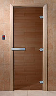 DoorWood 700x1700 "Теплый день" (бронза, коробка Ольха, алюминиевая ручка)