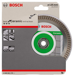 Алмазный диск BOSCH 125-22,23 круг сплошной по плитке керамограниту Best for Ceramic