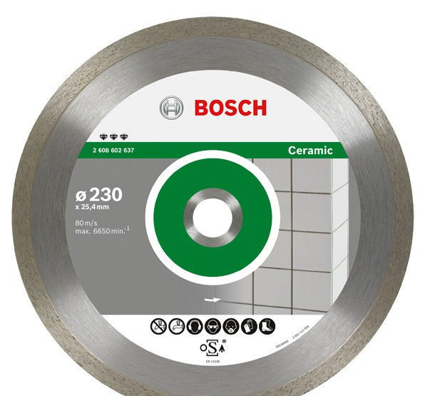 Алмазный диск BOSCH 230-25,4 круг сплошной по плитке Best for Ceramic