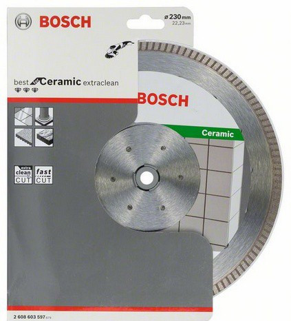 Алмазный диск BOSCH 230-22.23 круг сплошной по плитке керамограниту Best for Ceramic Extraclean Turbo