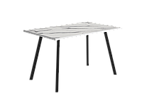 Стол обеденный Эклипс №1 - Белый мрамор/Черный (МК Стиль)