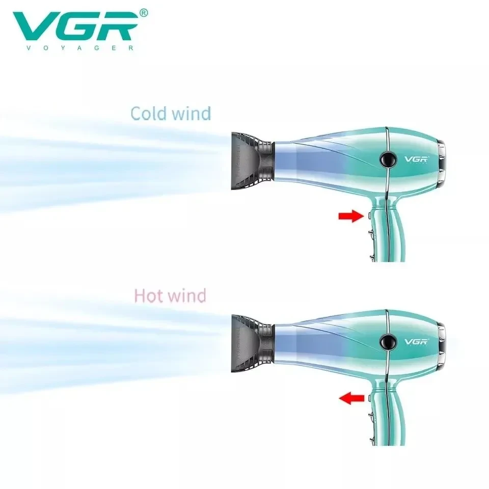 Профессиональный фен для волос VGR V-452 для сушки и укладки волос с двумя насадками 2400W - фото 4 - id-p224222181