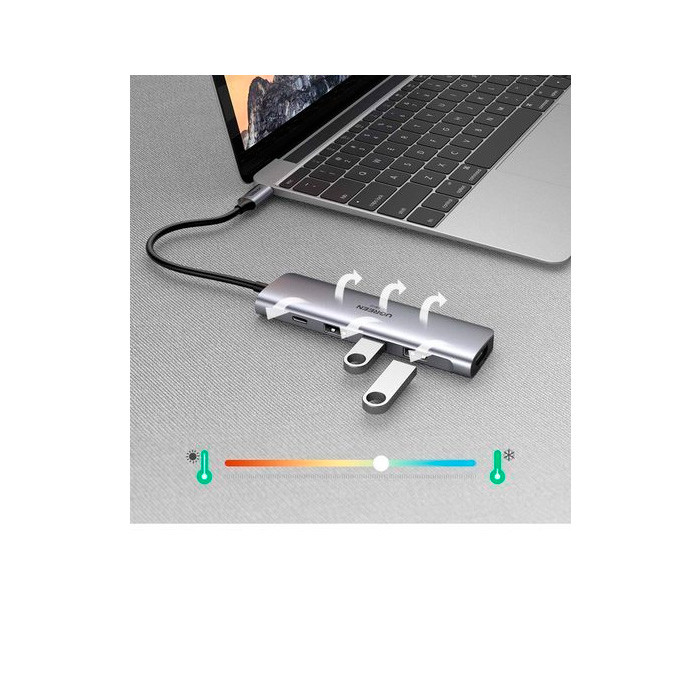 USB-хаб Ugreen Type-C to 3xUSB 3.0+HDMI+USB-C / CM136-70495 - фото 4 - id-p224222562