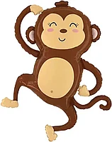 Шар (35''/89 см) Фигура, Веселая обезьянка, 1 шт. в уп.