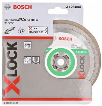 Оснастка X-LOCK BOSCH 125-22,23 x1,6x7мм  алмазный круг сплошной по плитке Standard for Ceramic