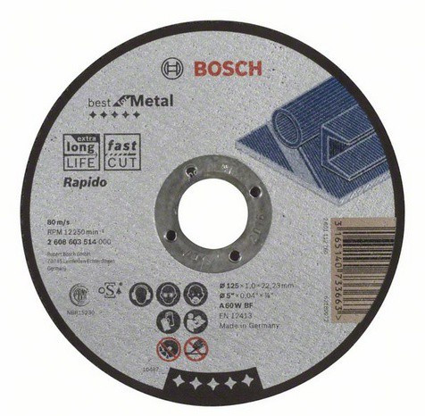 Отрезной круг BOSCH 125х1.0х22  прямой Best по металлу