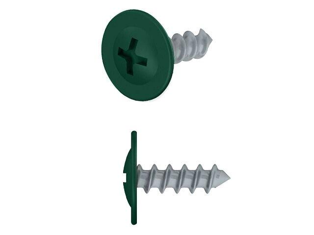 Саморез 4.2х16 мм с прессшайбой, цинк, острый, RAL 6005 (150 шт в пласт. конт.) STARFIX ( цвет зеленый мох) - фото 1 - id-p224209911
