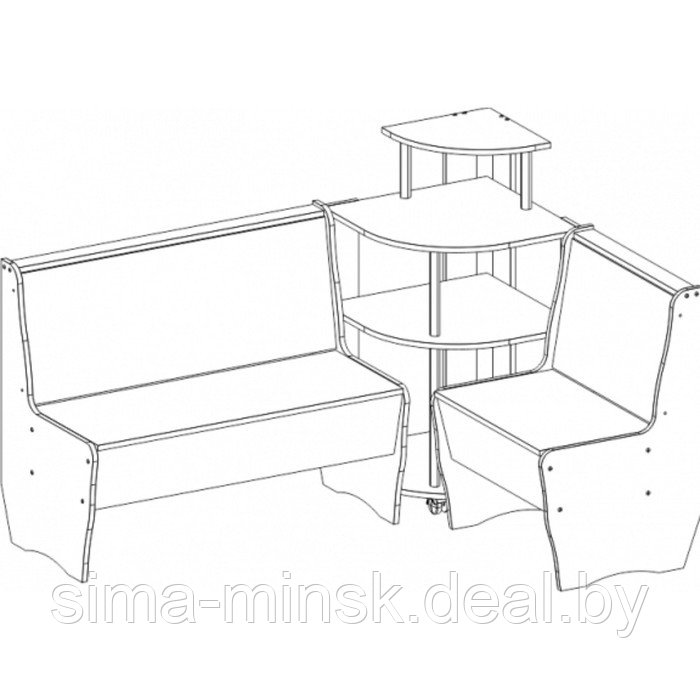 Кухонный уголок «Трапэзи Тессера», 1582×1182×990 мм, без стола, цвет саламандер рыжий / орех экко - фото 2 - id-p224236063