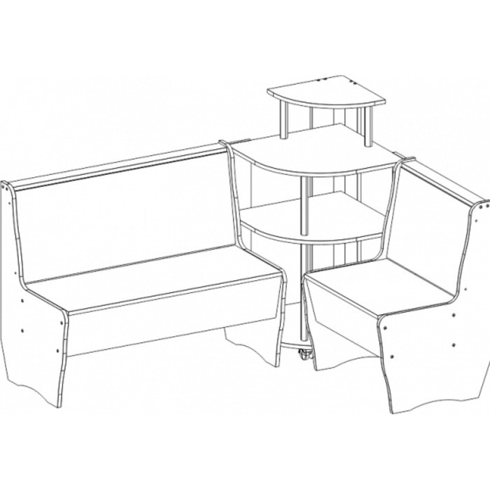 Кухонный уголок «Трапэзи Тессера», 1582×1182×990 мм, без стола, цвет саламандер рыжий / орех экко - фото 2 - id-p224235852
