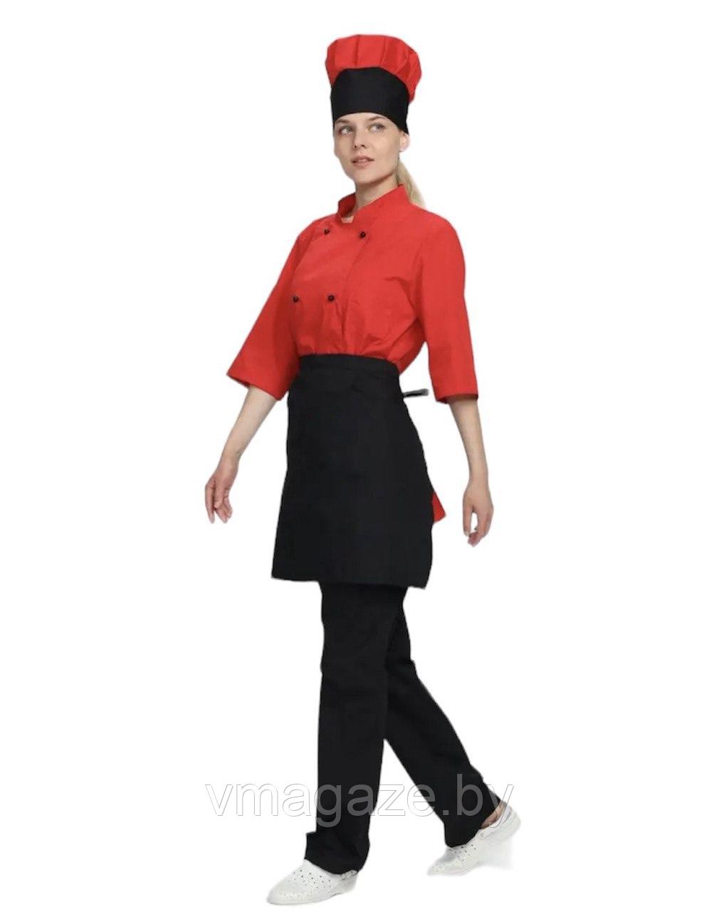 Комплект шеф-повара,повара,женский (цвет красно-черный) - фото 1 - id-p224247245