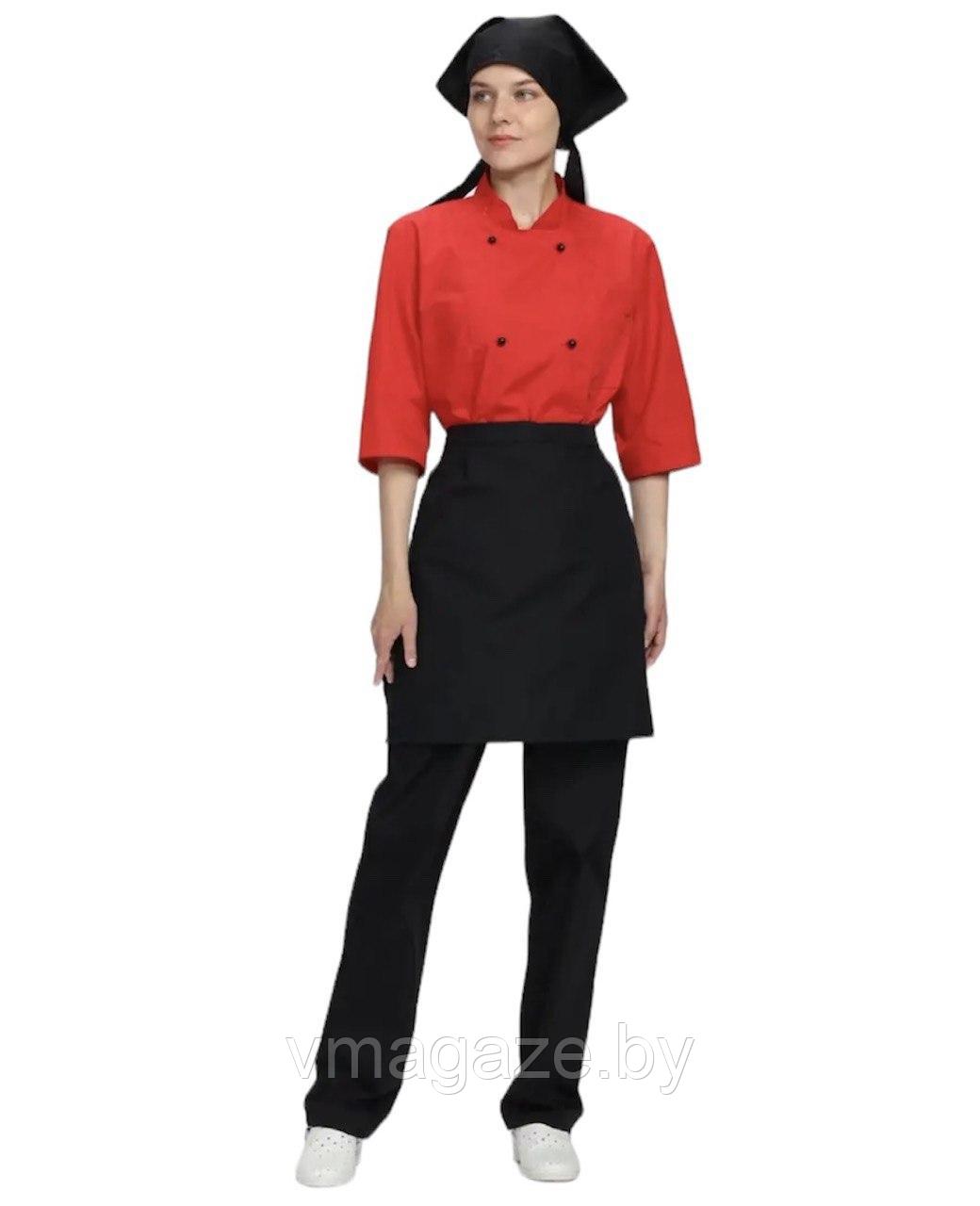 Комплект шеф-повара,повара,женский (цвет красно-черный) - фото 7 - id-p224247245