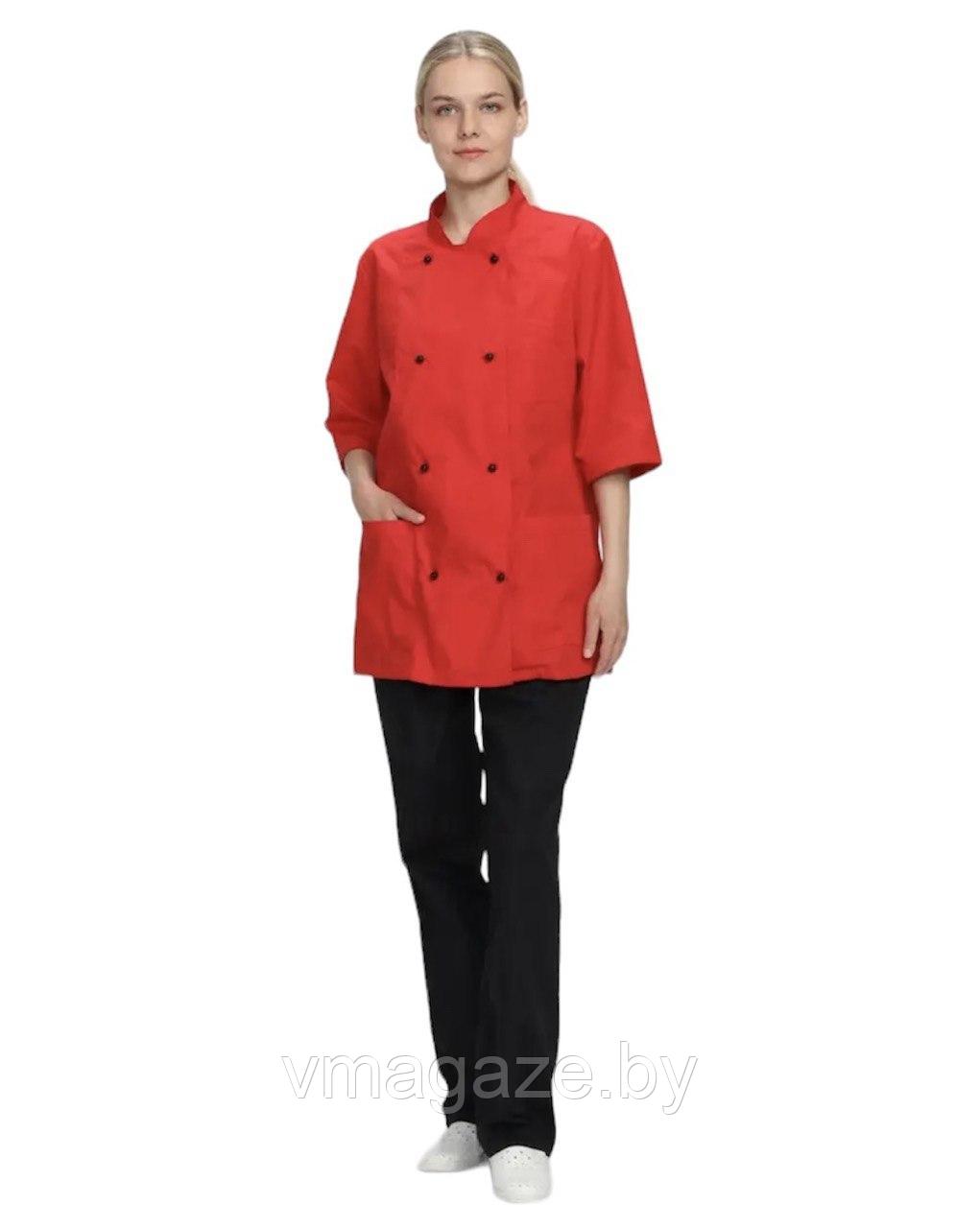 Комплект шеф-повара,повара,женский (цвет красно-черный) - фото 4 - id-p224247245