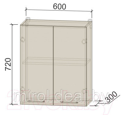 Шкаф навесной для кухни Интерлиния Компо ВШ60-720-2дв - фото 3 - id-p224243404