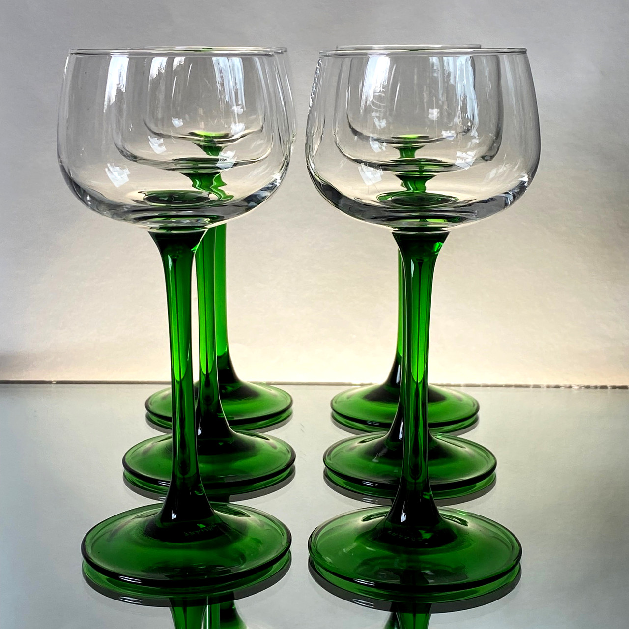 Набор бокалов на зелёной ножке, Luminarc, винтаж - фото 1 - id-p224247750