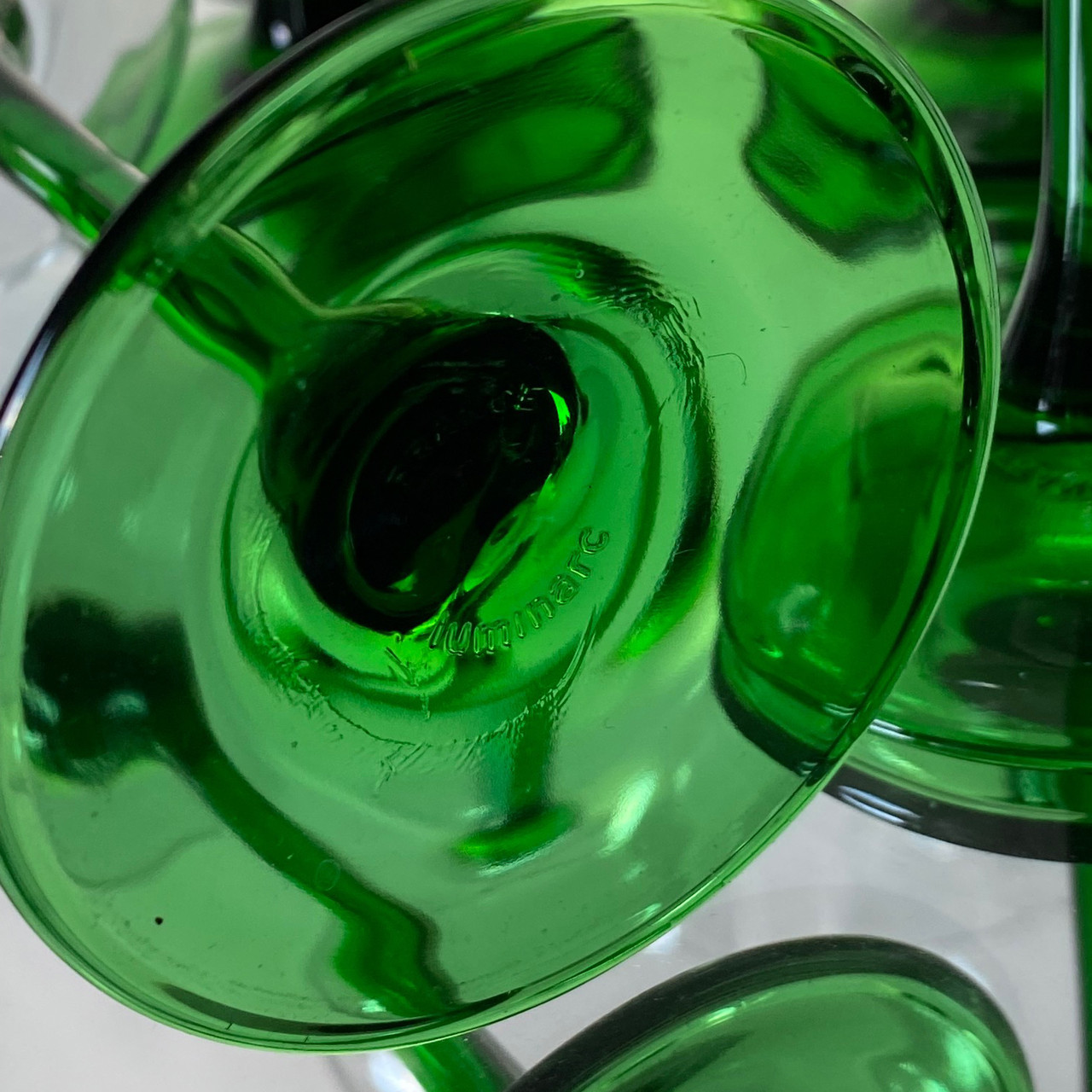 Набор бокалов на зелёной ножке, Luminarc, винтаж - фото 3 - id-p224247750