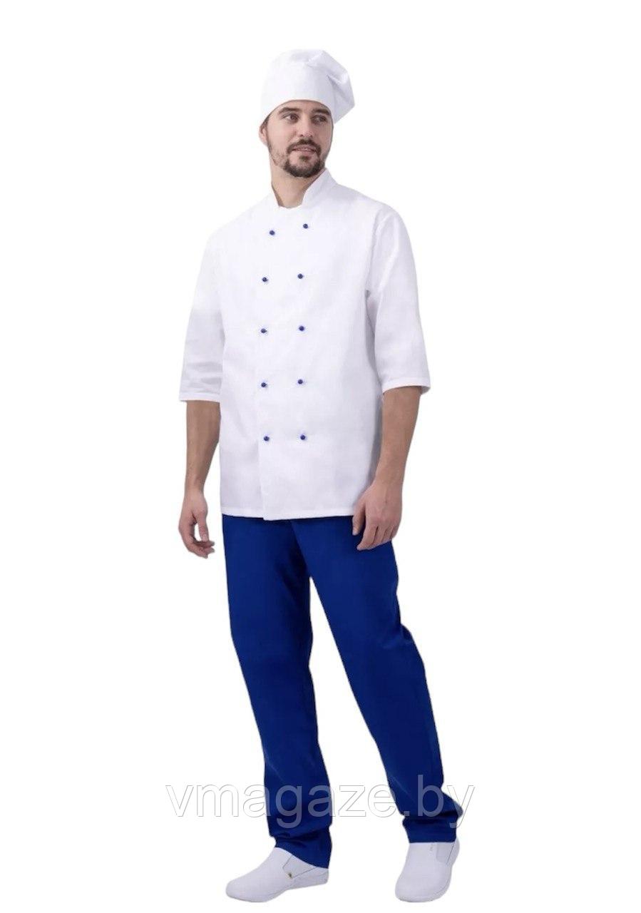 Комплект шеф-повара, повара,мужской (цвет бело-синий) - фото 5 - id-p224250049