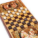 Нарды "В бане генералов нет", деревянная доска 40 х 40 см, с полем для игры в шашки, фишки микс 3827, фото 2