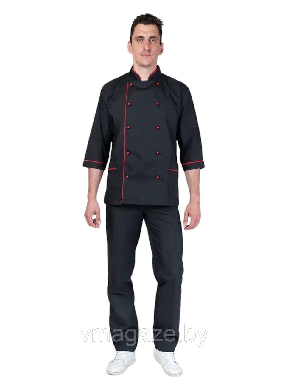 Костюм поварской, шеф-повара,универсальный (цвет-черный) - фото 3 - id-p211719939