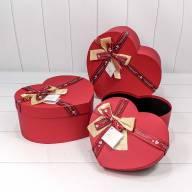 Набор коробок сердце "Бант с надписью" 31*29*15. Красный